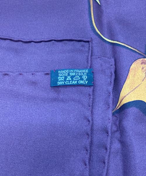 HERMES（エルメス）HERMES (エルメス) シルクスカーフ　A WALK IN THE PARK　 パープルの古着・服飾アイテム