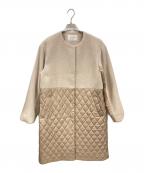OPAQUE.CLIPオペークドットクリップ）の古着「ウールカシミヤブレンド キルティングドッキングノーカラーコート」｜ベージュ