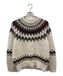 BATONER（バトナ―）の古着「MOHAIR NORDIC CREW NECK　BN-20FM-052」｜ホワイト×ブラウン