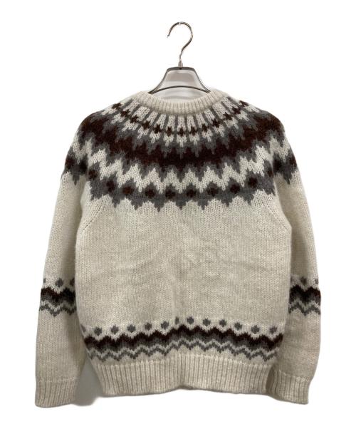 BATONER（バトナ―）BATONER (バトナ―) MOHAIR NORDIC CREW NECK　BN-20FM-052 ホワイト×ブラウン サイズ:1の古着・服飾アイテム