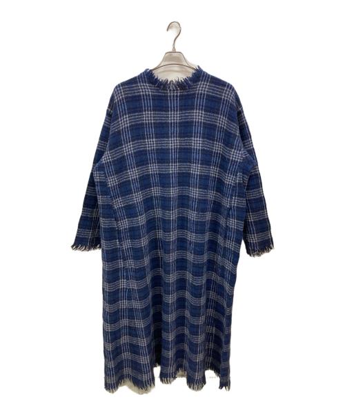 45R（フォーティファイブ・アール）45R (フォーティファイブ・アール) インドメリノ縮絨の馬比古ドレス ブルー サイズ:Freeの古着・服飾アイテム