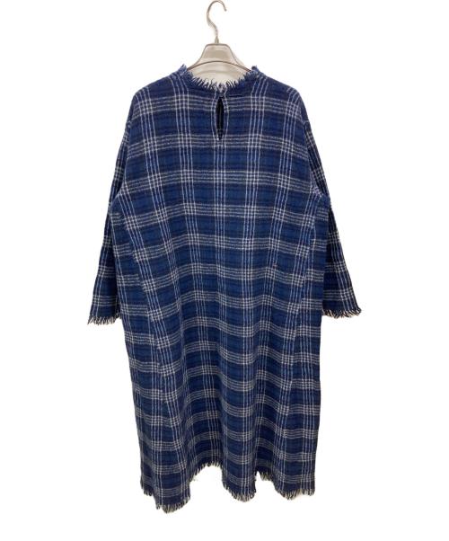 45R（フォーティファイブ・アール）45R (フォーティファイブ・アール) インドメリノ縮絨の馬比古ドレス ブルー サイズ:Freeの古着・服飾アイテム
