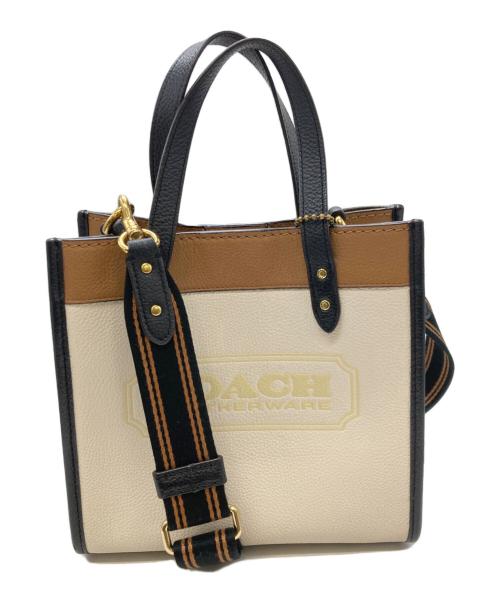 COACH（コーチ）COACH (コーチ) Field Tote 22 ブラウン×ホワイトの古着・服飾アイテム
