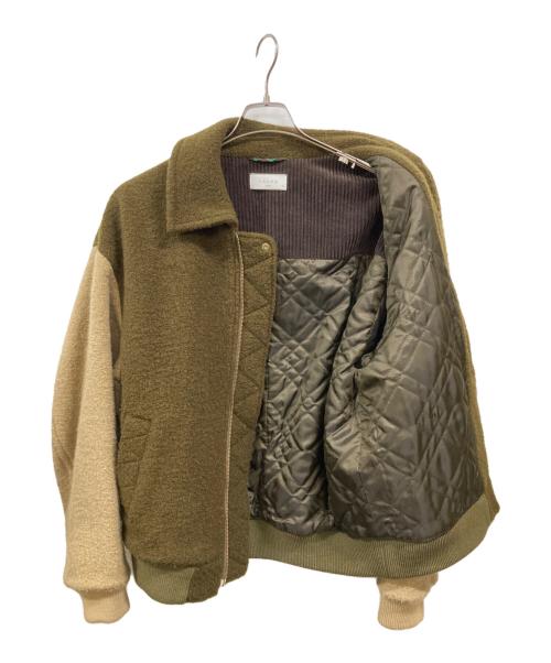 taupe（トープ）TAUPE (トープ) ブークレバルーンジップブルゾン カーキ×ベージュ サイズ:3の古着・服飾アイテム