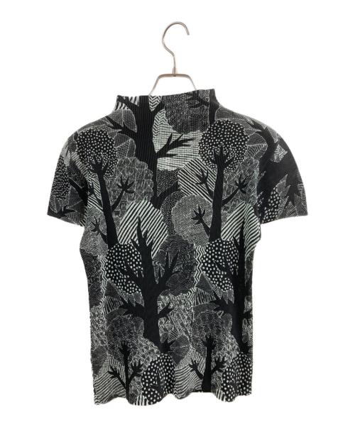 PLEATS PLEASE（プリーツプリーズ）PLEATS PLEASE (プリーツプリーズ) ディープフォレストプリーツブラウス ホワイト×ブラック サイズ:03の古着・服飾アイテム