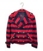 BURBERRY BLUE LABELバーバリーロンドンブルーレーベル）の古着「ダブルジャケット」｜ネイビー×レッド