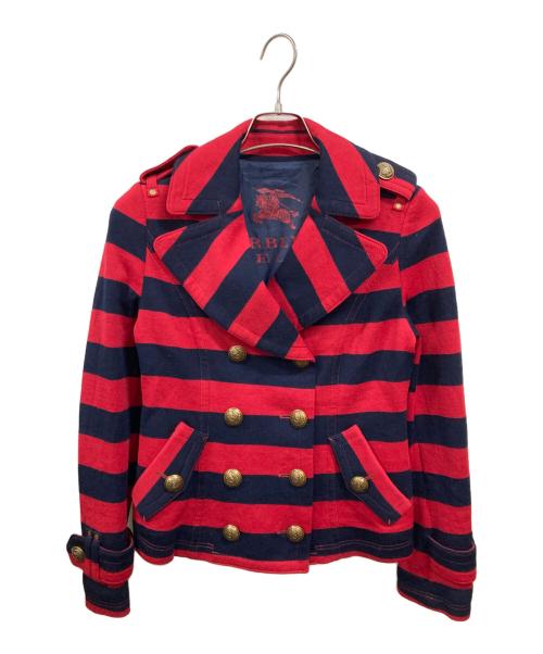 BURBERRY BLUE LABEL（バーバリーロンドンブルーレーベル）BURBERRY BLUE LABEL (バーバリーロンドンブルーレーベル) ダブルジャケット ネイビー×レッド サイズ:Ｍの古着・服飾アイテム