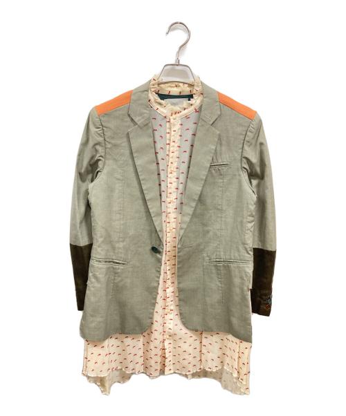 UNDERCOVER（アンダーカバー）UNDERCOVER (アンダーカバー) 再構築リメイクドッキングジャケット グリーン サイズ:2の古着・服飾アイテム