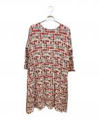 Marble SUDマーブルシュッド）の古着「ranunculus JQ Backタックワンピース」｜レッド×ピンク