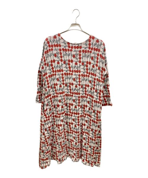 Marble SUD（マーブルシュッド）Marble SUD (マーブルシュッド) ranunculus JQ Backタックワンピース レッド×ピンク サイズ:Freeの古着・服飾アイテム