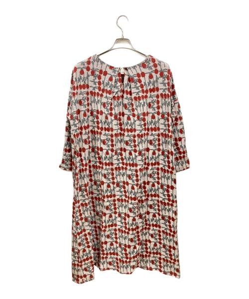 Marble SUD（マーブルシュッド）Marble SUD (マーブルシュッド) ranunculus JQ Backタックワンピース レッド×ピンク サイズ:Freeの古着・服飾アイテム