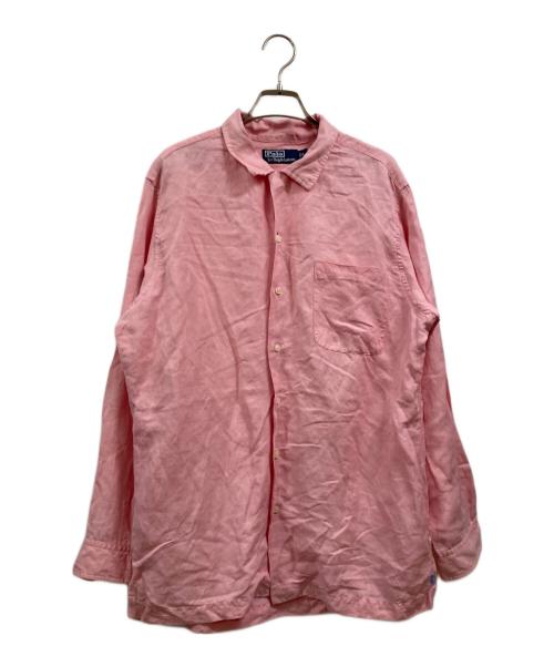 POLO RALPH LAUREN（ポロ・ラルフローレン）POLO RALPH LAUREN (ポロ・ラルフローレン) 開襟リネンシルクシャツ ピンク サイズ:Lの古着・服飾アイテム