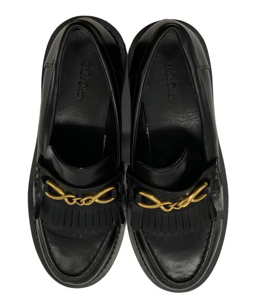 Mila Owen（ミラオーウェン）Mila Owen (ミラオーウェン) フリンジ付きローファー ブラック サイズ:24.5cmの古着・服飾アイテム