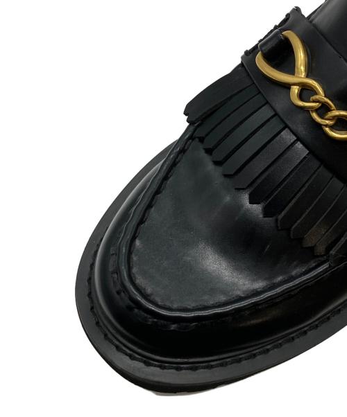 Mila Owen（ミラオーウェン）Mila Owen (ミラオーウェン) フリンジ付きローファー ブラック サイズ:24.5cmの古着・服飾アイテム