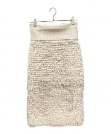 VERMEIL par iena（ヴェルメイユ パー イエナ）の古着「ループ編みウールニットスカート」｜ホワイト