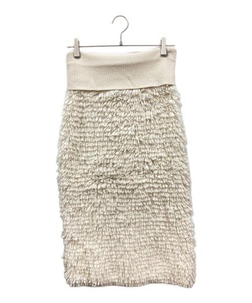 VERMEIL par iena（ヴェルメイユ パー イエナ）VERMEIL par iena (ヴェルメイユ パー イエナ) ループ編みウールニットスカート ホワイト サイズ:Freeの古着・服飾アイテム