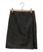 BURBERRY BLUE LABELバーバリーロンドンブルーレーベル）の古着「ノバチェックリバーシブル巻きスカート」｜インディゴ×ブラウン