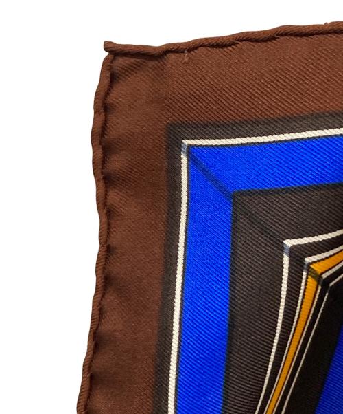 HERMES（エルメス）HERMES (エルメス) 馬着柄シルクスカーフ ブラウン×ブルーの古着・服飾アイテム