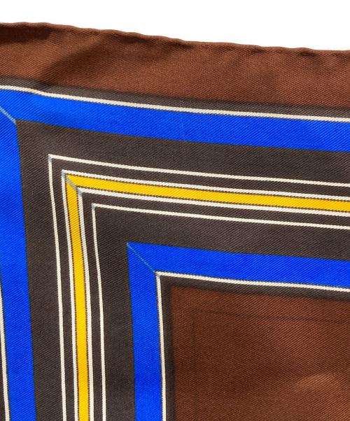 HERMES（エルメス）HERMES (エルメス) 馬着柄シルクスカーフ ブラウン×ブルーの古着・服飾アイテム