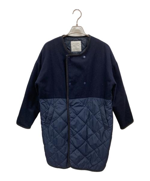GRANDMA MAMA DAUGHTER（グランマママドーター）GRANDMA MAMA DAUGHTER (グランマママドーター) 異素材切替キルティングコート ネイビーの古着・服飾アイテム