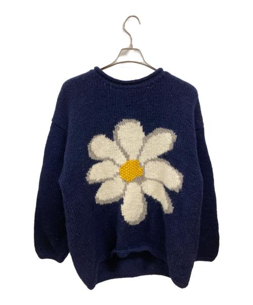 USED（ユーズド）USED (ユーズド) フラワーモチーフエクアドルニット ネイビー サイズ:不明の古着・服飾アイテム