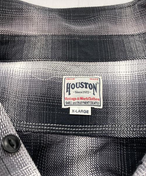 HOUSTON（ヒューストン）HOUSTON (ヒューストン) オンブレヘビネルチェックシャツ ブラック×ホワイト サイズ:XLの古着・服飾アイテム
