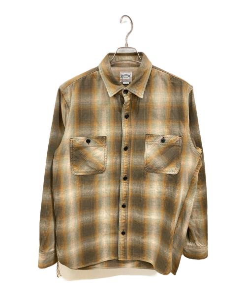 HOUSTON（ヒューストン）HOUSTON (ヒューストン) オンブレヘビネルチェックシャツ ブラウン サイズ:XLの古着・服飾アイテム