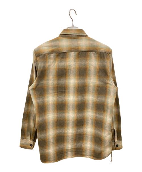 HOUSTON（ヒューストン）HOUSTON (ヒューストン) オンブレヘビネルチェックシャツ ブラウン サイズ:XLの古着・服飾アイテム