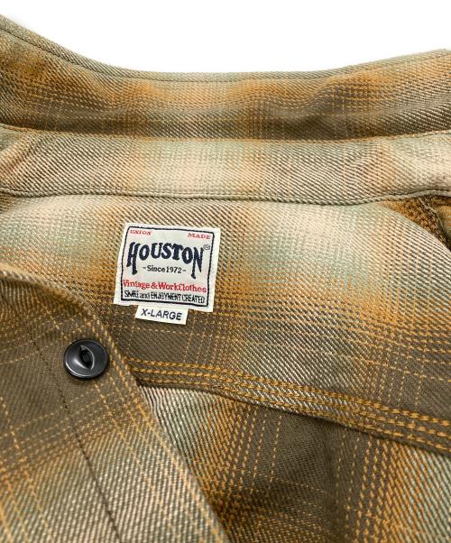 HOUSTON（ヒューストン）HOUSTON (ヒューストン) オンブレヘビネルチェックシャツ ブラウン サイズ:XLの古着・服飾アイテム