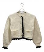 COELコエル）の古着「バイカラーフリルカーディガン」｜ホワイト