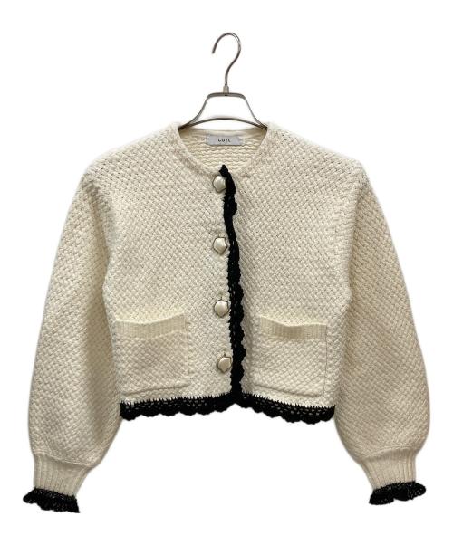 COEL（コエル）COEL (コエル) バイカラーフリルカーディガン ホワイト サイズ:Freeの古着・服飾アイテム