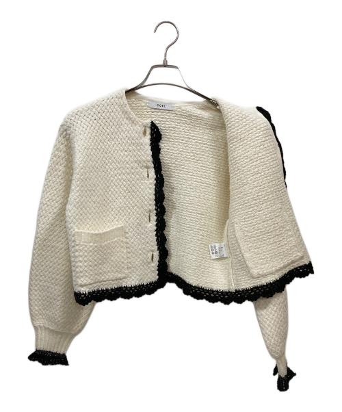COEL（コエル）COEL (コエル) バイカラーフリルカーディガン ホワイト サイズ:Freeの古着・服飾アイテム