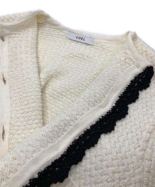 COEL（コエル）COEL (コエル) バイカラーフリルカーディガン ホワイト サイズ:Freeの古着・服飾アイテム