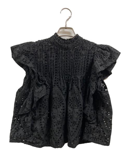 GANNI（ガニー）Ganni (ガニー) カットワークブラウス ブラック サイズ:34の古着・服飾アイテム