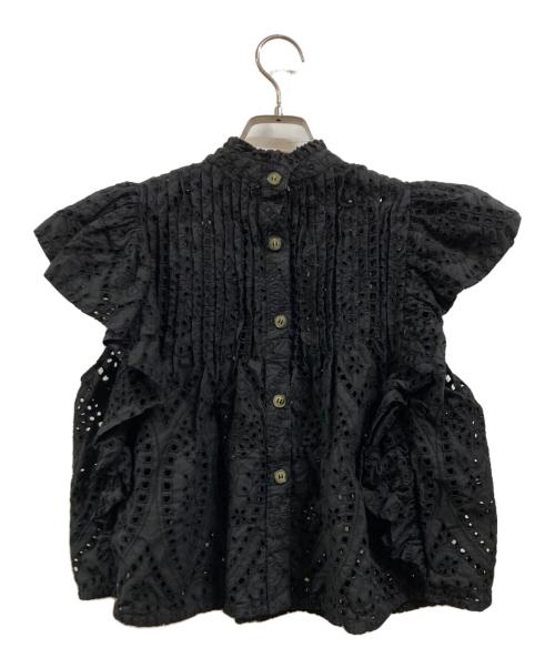 GANNI（ガニー）Ganni (ガニー) カットワークブラウス ブラック サイズ:34の古着・服飾アイテム