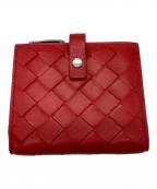 BOTTEGA VENETAボッテガベネタ）の古着「イントレチャート2つ折り財布」｜レッド