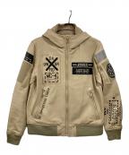 AVIREXアヴィレックス）の古着「LEATHER HOODIE HALO」｜ベージュ