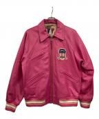 AVIREXアヴィレックス）の古着「LIGHT SIGNATURE VARSITY JACKET」｜ピンク