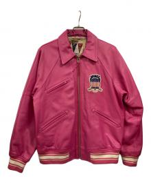 AVIREX（アヴィレックス）の古着「LIGHT SIGNATURE VARSITY JACKET」｜ピンク