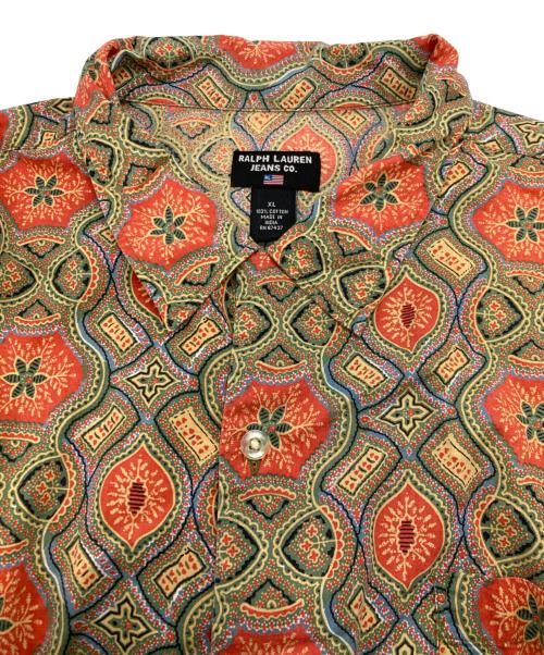 Ralph Lauren POLO JEANS（ラルフローレン ポロ ジーンズ）Ralph Lauren POLO JEANS (ラルフローレン ポロ ジーンズ) 総柄シャツ グリーン×オレンジ サイズ:XLの古着・服飾アイテム