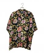 POLO RALPH LAURENポロ・ラルフローレン）の古着「総柄オープンカラーレーヨンシャツ」｜ブラック