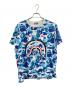 A BATHING APE（アベイシングエイプ）の古着「Camo Shark  T」｜ホワイト×ブルー