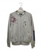 Hysteric Glamourヒステリックグラマー）の古着「ダメージ加工ジップスウェット」｜ライトグレー