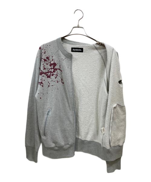 Hysteric Glamour（ヒステリックグラマー）Hysteric Glamour (ヒステリックグラマー) ダメージ加工ジップスウェット ライトグレー サイズ:Freeの古着・服飾アイテム