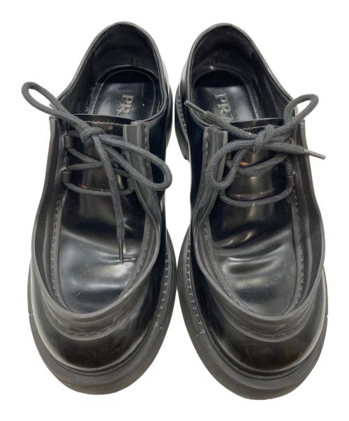 PRADA（プラダ）PRADA (プラダ) ダイアパソン/オペークブラッシュドレザーシューズ ブラック サイズ:6の古着・服飾アイテム