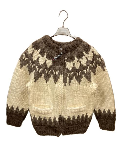 KANATA（カナタ）KANATA (カナタ) カウチンニットジャケット アイボリー×ブラウン サイズ:不明の古着・服飾アイテム