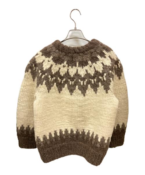 KANATA（カナタ）KANATA (カナタ) カウチンニットジャケット アイボリー×ブラウン サイズ:不明の古着・服飾アイテム