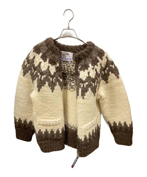 KANATA（カナタ）KANATA (カナタ) カウチンニットジャケット アイボリー×ブラウン サイズ:不明の古着・服飾アイテム