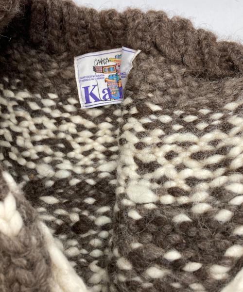 KANATA（カナタ）KANATA (カナタ) カウチンニットジャケット アイボリー×ブラウン サイズ:不明の古着・服飾アイテム