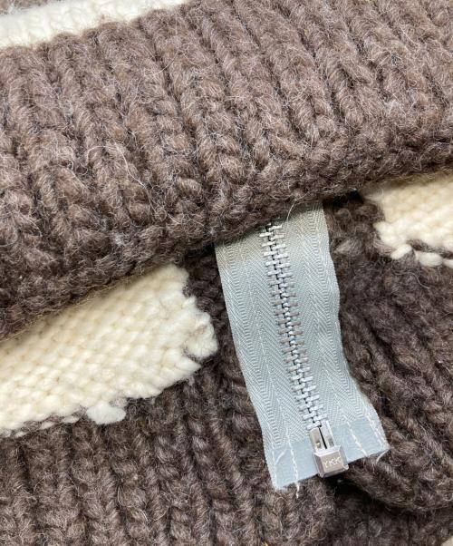 KANATA（カナタ）KANATA (カナタ) カウチンニットジャケット アイボリー×ブラウン サイズ:不明の古着・服飾アイテム